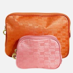 Estee Lauder Set of Two Zippered Cosmetic Make Up Toiletry Bags Fully Lined 🩷🧡